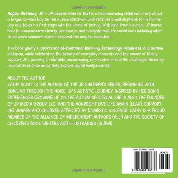 Back cover of Happy Birthday, JP showing story synopsis and age range